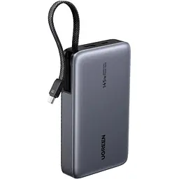 УМБ Ugreen 20000mAh 145W PD3.1.QC, USB-A,USB-С IN/OUT, with built in USB-C cable (PB551) Gray - мініатюра 2