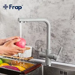 Змішувач для кухні на дві води Frap F4352-22, сірий, Сірий - мініатюра 2