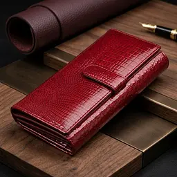 Шкіряний лакований гаманець з блоком для кредитних карток ST Leather 22682 червоний - мініатюра 4