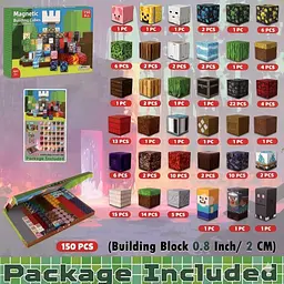 Магнітний конструктор Minecraft 150 шт по грі Майнкрафт Magnetic Фортеця Mk001022 - мініатюра 4