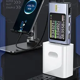 Тестер USB для зарядних пристроїв FNIRSI FNB58 з Bluetooth сріблястий - мініатюра 4