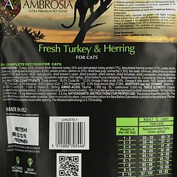 Сухий корм Ambrosia Grain Free для стерилізованих котів зі свіжою індичкою та оселедцем 100 г - мініатюра 4