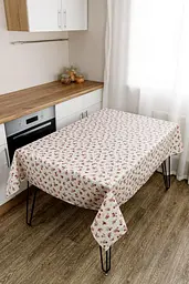 Скатертина Simfoni 180х136 см Червоні трояндочки на натюрель (033553) - мініатюра 2