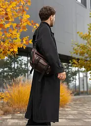 Велика чоловіча сумка бананка Sambag DynamicDart коричнева 38 × 21 × 7 см (80411020m) - мініатюра 5