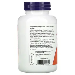 Яблочный уксус NOW Apple Cider Vinegar 750 mg, 180 таблеток - мініатюра 3