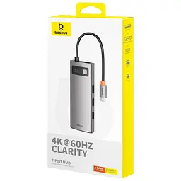 Перехідник HUB Baseus Metal Gleam Series 7-Port Clarity (Type-C to HDMI+USB3.0*3+PD+SD/TF) (B000307) Station Gray - мініатюра 5