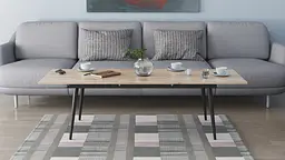 Стіл журнальний трансформер Dandi Small Ferrum-decor 45x120(160)x60 Чорний метал ДСП Дуб Сан-Марино 16 мм (FRD-106790) - мініатюра 5