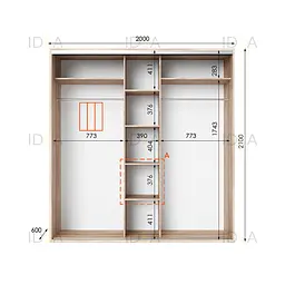 Шафа-купе Idea серія 6 200 x 60 x 210 см Дуб сонома Дзеркало - мініатюра 2