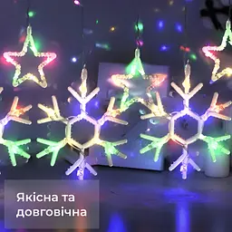 Гірлянда-штора Зірки та сніжинки розмір 3*0,9 м 10 фігур, мультиколор GarlandoPro 1733065ML - мініатюра 16