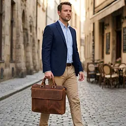 Стильный портфель в винтажном стиле из натуральной кожи Vintage 22673 коричневый - миниатюра 6