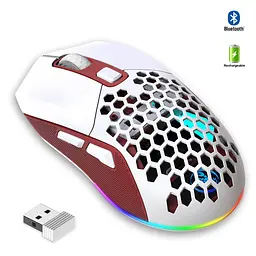 Миша бездротова HXSJ Т28 з акумулятором та RGB підсвічуванням 2,4G+Bluetooth Red - мініатюра 2