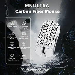 Ігрова бездротова мишка Mambasnake M5 Ultra / PAW3950 Max / 42000 DPI / White - мініатюра 5