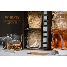 Подарунковий набір Whiskey Stones камені для віскі в дерев'яному пеналі №6 + декантер + 6 склянок Rocco Cassiopea + щипці + мішечок - мініатюра 7