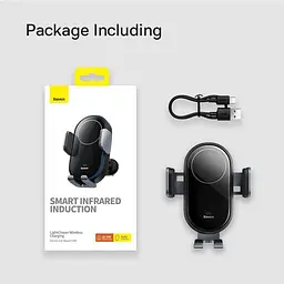 Автомобільний тримач холдер із БЗП Baseus LightChaser Series Wireless Charging Electric Car Mount 15W C40355900121-00 Black - мініатюра 10