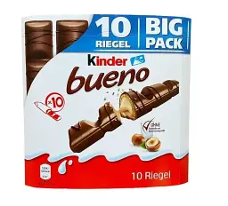 Шоколадний батончик Kinder bueno Big Pack 10шт 215г.