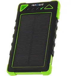 Сонячний power bank зовнішній акумулятор Rengard з сонячною батареєю 8000 мА і ліхтариком USB, зелений