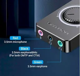 Звукова карта Vention USB Audio USB - 3х3,5 мм jack 0.15m Volume Control (CDRBB) - мініатюра 3