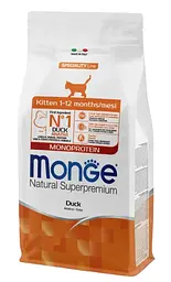 Сухий корм Monge Cat Monoprotein Kitten Сухий корм з качкою для котят 400 гр