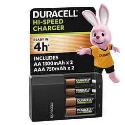 Зарядний пристрій для акумуляторів Duracell CEF14, 4 години, 1 шт. (Includes 2 AA1300mAh & 2 AAA750mAh) (5007497 / 5004990)