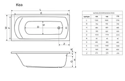 Ванна акрилова Radaway Kea з 170x75 + ніжки (WA1-04-170x075U) - мініатюра 4