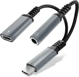 Адаптер CELLONIC USB-C 2в1 з AUX 3.5 мм та швидкою зарядкою 60W