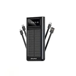 Зовнішній акумулятор Power Bank ACL PW-59 SOLAR 10000 mAh з сонячною панелью та подвійний ліхтар USB-A та USB-C вбудовані кабелі - мініатюра 5