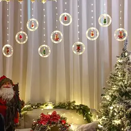 Гірлянда штора Круги та кулі 3м (ялинка, сніговик, дід мороз, олень, шапка) - мініатюра 8