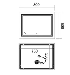 Дзеркало Mixxus Premium QUADRO MR20-80x60-REVERSE (LED Touch, Anti-fog) (MP6619) - мініатюра 6