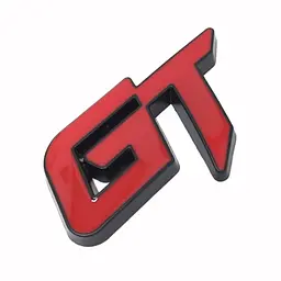 Емблема напис GT 63х38мм Чорна+Хром метал (на скотчі)