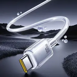 Кабель Baseus Crystal Fast Charging Data USB to Type-C (Car Charging Supported) 100W/7.5W (1m) white (E0427900) - мініатюра 4