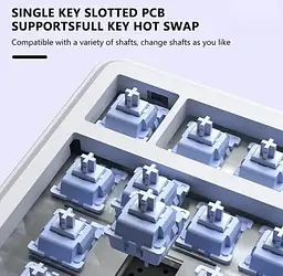Клавіатура ігрова механічна Aula Mechanical F-75 MAX Wireless White-Blue Gasket Reaper Switch Hot-Swap 2.4G/Bluetooth - мініатюра 9