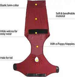 Гігієнічні труси/комбінезон для собак WanTalk Full Body Dog Diaper, Wine Red, S - мініатюра 8