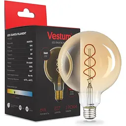Філаментна лампа Vestum "вінтаж" golden twist G95 Е27 6Вт 220V 2500К 1-VS-2507