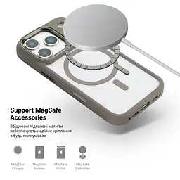 Чехол Apple iPhone 17 Pro, Unit MagSafe, серый, прозрачный, магсейф, противоударный, магнитный, панель-накладка с поддержкой MagSafe, с поддержкой беспроводной зарядки, TPU+PC, защита всего корпуса, ударопрочный, ArmorStandart (ARM86293) - мініатюра 4