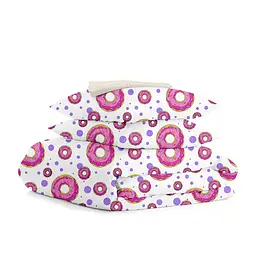 Полуторна постільна білизна з простирадлом на резинці SWEET DONUT BEIGE COSAS (4822052057698)