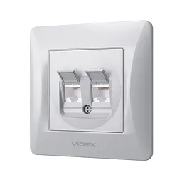 Розетка CAT6+CAT3 подвійна срібний шовк VIDEX BINERA VIDEX (25036-000) - мініатюра 3