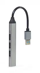 Хаб USB Gembird UHB-U3P1U2P3-02, Grey, USB 3.1 - 1xUSB 3.1/3xUSB 2.0, кабель 13 см, алюмінієвий корпус