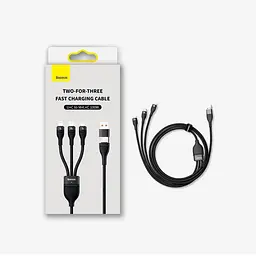 Кабель Baseus Flash Series Ⅱ Two-for-three Charging Cable USB + Type C to M + L + C 100W 1.2m Black - мініатюра 2