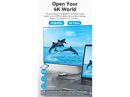 Мультипортовий адаптер Vention 7-in-1 USB-C to HDMI/USB3.0x3/SD/TF/PD (TOPHB) - мініатюра 9