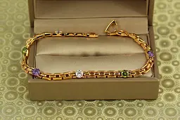 Браслет Xuping Jewelry Манхеттен з різнокольоровими 19,5 см золотистий - мініатюра 2
