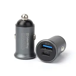 Автомобільний зарядний пристрій ColorWay (2USBx3A, 38W) Power Delivery Port+QC3.0 Gray (CW-CHA029PD-GR) - мініатюра 3