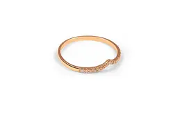 Вигнута каблучка з червоного золота з фіанітами 14.5 К-0376 - мініатюра 3