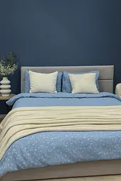 Комплект постільної білизни Ecotton двоспальний Сімейний 150х215 см теплий із фланелі блакитний з квіточками (250958) (24280)