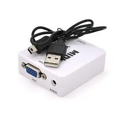 Конвертор-перехідник HDMI to VGA, ВХОД VGA (мама) на ВИМК HDMI (мама) VEGGIEG VH-101 Mini