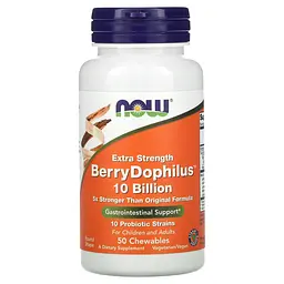 Пробіотики Дофілус, Berry Dophilus, екстра сила, смак ягід, 50 жувальних таблеток Now Foods vit0002214