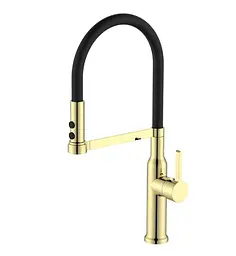 Змішувач для кухні Mixxus PREMIUM PULL 017 BRUSHED GOLD REFL.BLACK (MI8280)