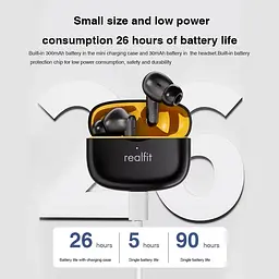 Навушники бездротові Realfit F3 чорні - мініатюра 2