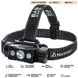 Ліхтар налобний Mactronic Black Eye H40 (4000 Lm) Cool White/Red LED Rechargeable Type-C (THL0061) (DAS303952) - мініатюра 2