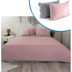 Набір VeLour покривало та 2 чохли на подушки Pink and Grey (К_994.55_Pink and Grey ромб)
