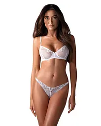 Комплект Obsessive Alissium 2-pcs set, XS/S, мереживо, ліф з м’якою чашкою, трусики танга